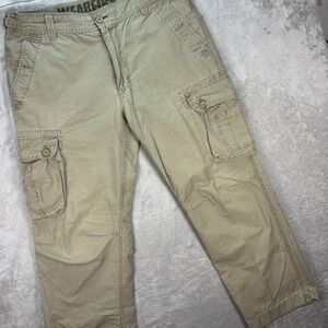 Wearfirst Men's Cargo Pants Khaki‎ Utility Multi-Pocket Cotton Sz 38x30 Casual